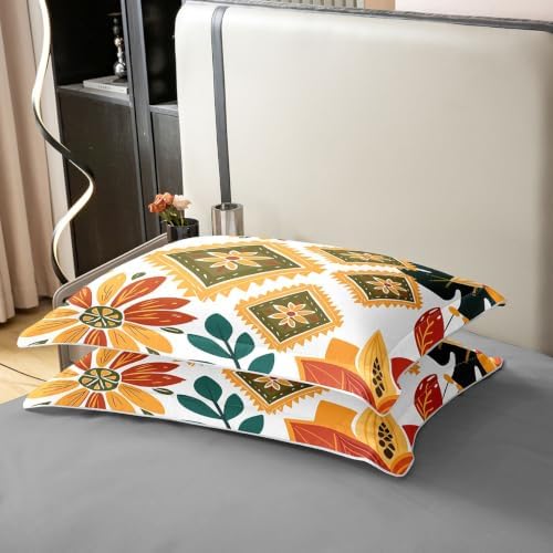Feelyou Boho Floral Duvet Cover 100% Cotton Queen Size