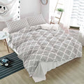Duvet Cover Set Full, Country Light Grey Geometric 3 Piece Bedding Set