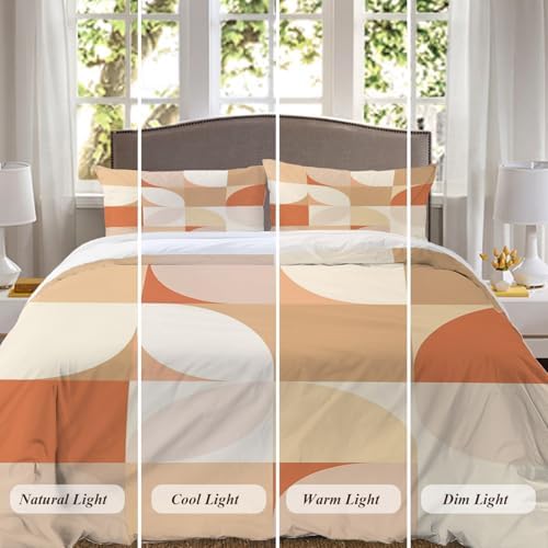 Shrahala Geometric Shapes Warm Tones 100% Cotton Duvet Cover Set King