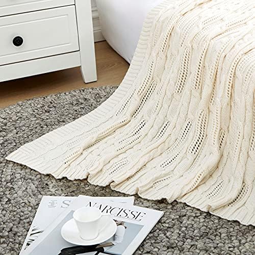 Aormenzy Cable Knit Throw Blankets 50 x 60 Inches, Soft Cozy and