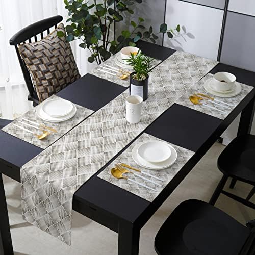 Abstract Stripes Table Mats Set of 4 With Table Runner 90 Inches