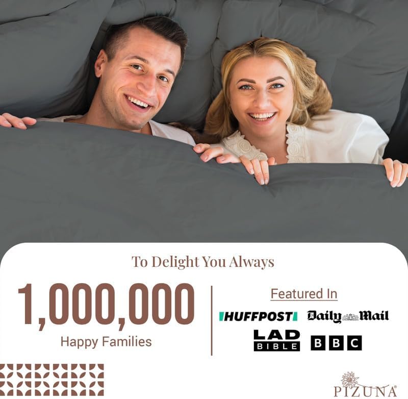 Pizuna 100% Cotton Sheets Set King 400 Thread Count Dark Grey