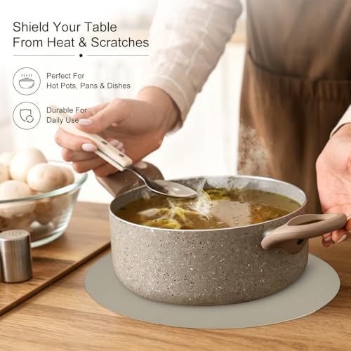 M METERXITY Round Placemats Set of 6, 14 Inch PVC Leather Place Mats