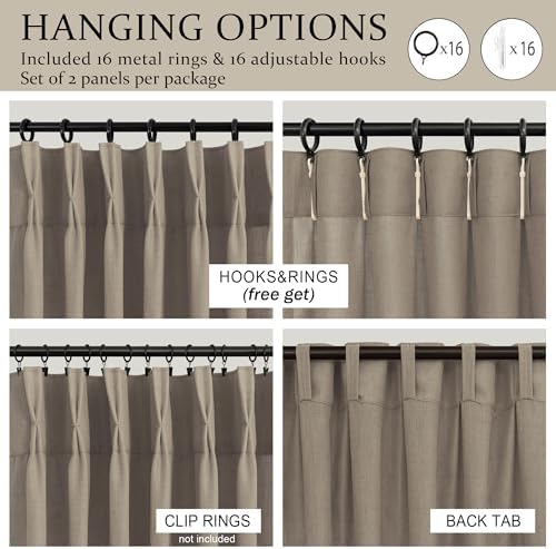 Dark Taupe Curtains 96 Inch Long for Living Room Dining 2 Panel Back
