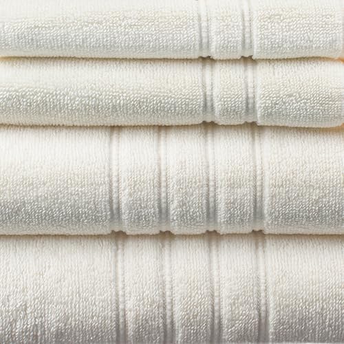 6 Piece Bath Towel Set, 100% Cotton 550 GSM Towel Set: Ivory