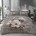 3D Minimalist Plant Relief Duvet Cover King 3Pcs, Breathable