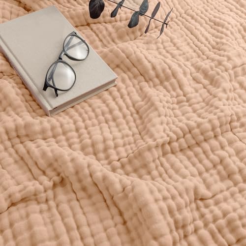 Comfy Cubs Adult Muslin Blanket 90x90” Queen Swaddle Blankets, Cream