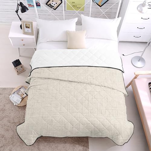 T&H XHome Soft Beige Linen Weave Quilt California King Luxury Quilted