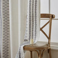 Beige Boho Curtains 84 Inch Length 2 Panels Set Faux Linen Embroidered
