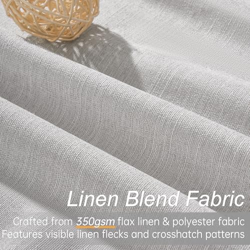 Topfinel Grey Beige Linen Blackout Curtains 84 Inch Long for Bedroom