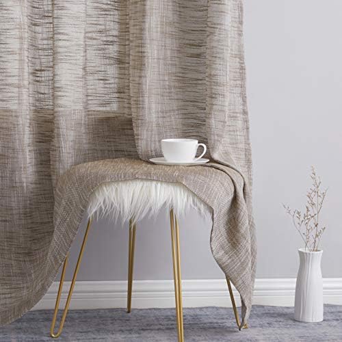 HLC.ME Madison Faux Linen Textured Semi Sheer Privacy Light Filtering