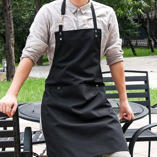Canvas Chef Apron with Pockets, Adjustable, Suitable for Kitchen