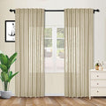 cololeaf Linen Curtains Natural 63 inches Long Neutral Drapes Rod