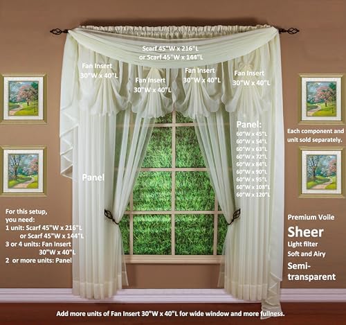 Today's Curtain Emelia Original Voile Panel 120", Ecru, 60" W x 120" L