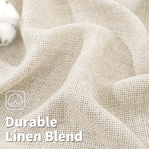 BGment Linen Curtains 108 Inch Long for Living Room, Natural 2 Panels
