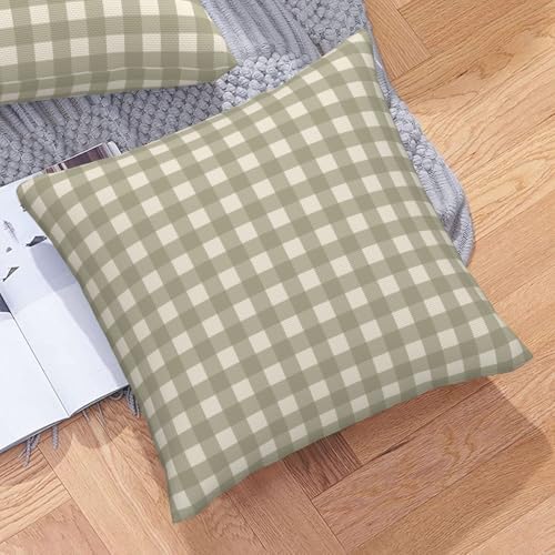 Green Buffalo Plaid Pillow Covers 18x18 Inch Pillowcase Set of 2