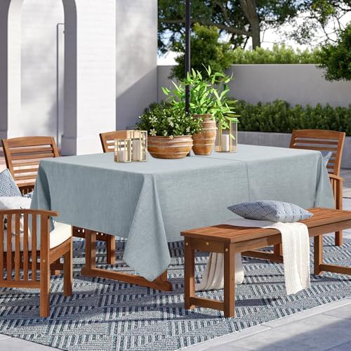 LUSHVIDA Outdoor Tablecloth with Umbrella Hole, Light Gray, 52x70 Inch