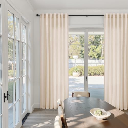 Naturoom Linen Curtains 63 Inch Long for Living Room Cream Beige