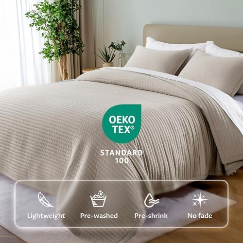 KASENTEX Oversized King Quilt Set 112x106, Soft Washed 3-Layer