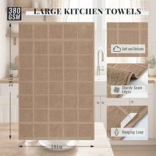 Homaxy 100% Cotton Kitchen Towels 18"x28", 8 Pack Dish Towels, Khaki