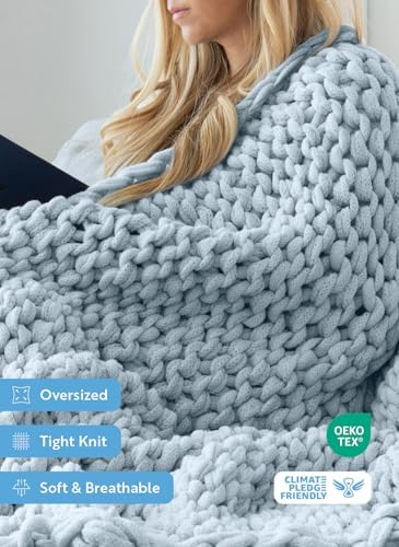 Linen Market Beddings Oversized Chunky Knit Throw Blanket-100%