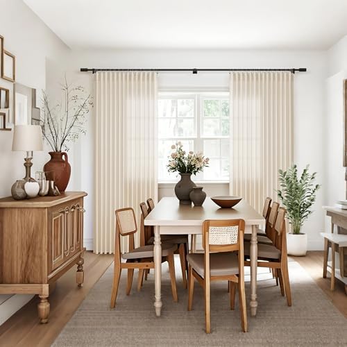 Jowels Cream Linen Curtains 63 Inch Long 2 Panels for Living Room