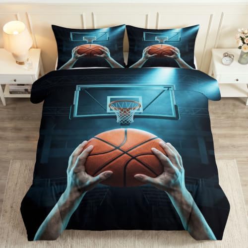 King Duvet Cover Set Soft Microfiber Sports Basketball