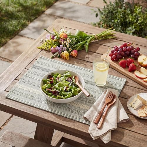 Artoid Mode Dark Grey Woven Braided Stripe Placemats Set of 6-12x18
