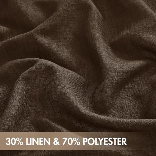 MIULEE Coffee Brown Back Tab Linen Curtains 4 Panels 42W x 96L