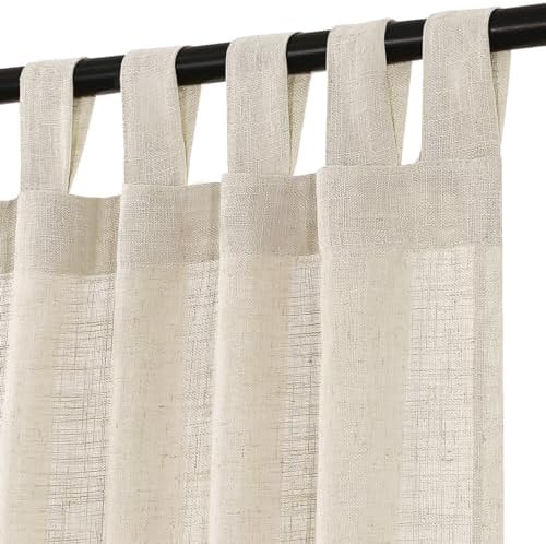 Turquoize Tab Top Linen Curtains Natural Linen Sheer Curtains for