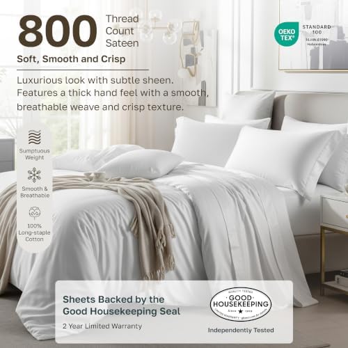 California Design Den 800 Thread Count King Size Sheets Set, Misty