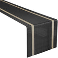 FAVE Woven Vinyl Table Runner 120x12 Inch Black with Gold Threads