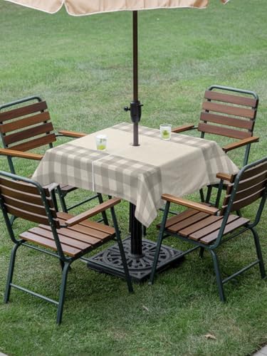 Gray Buffalo Check on Retro Linen Tablecloth 54x54 Inch,Waterproof