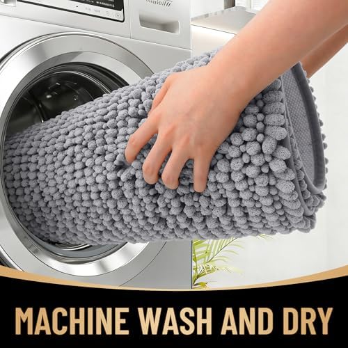 OLANLY Thick Chenille Bathroom Runner Rugs 59x24, Absorbent Bath Mat
