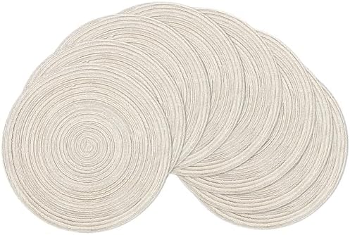 SHACOS Placemats Set of 8 Round Braided Place Mats 15 inch Washable