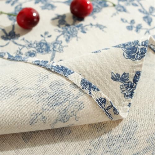 Floral Linen Cotton Tablecloth Retro Table Table Cover Round Dining
