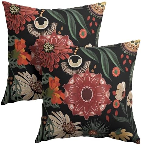 Khope Vintage Boho Floral Pillow Covers 18x18 Inch Set of 2 Spring