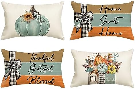 AVOIN colorlife Fall Pumpkin Home Sweet Home Throw Pillow Covers, 12 x