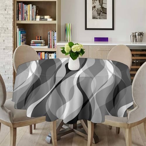 Grey Tablecloth Modern Abstract Black and Grey Striped Print Pattern