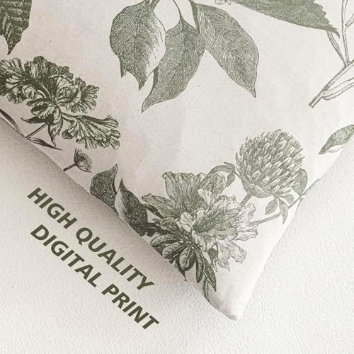 Foindtower Decorative Linen Floral Throw Pillow Cover 20×20 Inch,Sage