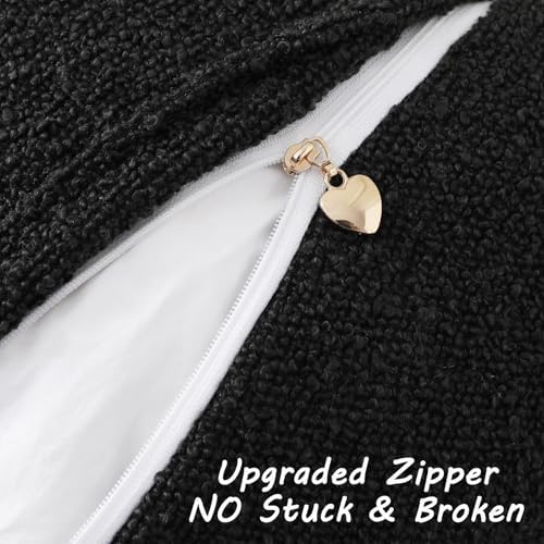FUTEI Pack of 2 Boucle Textured Throw Pillow Covers 18x18 Inch, Black