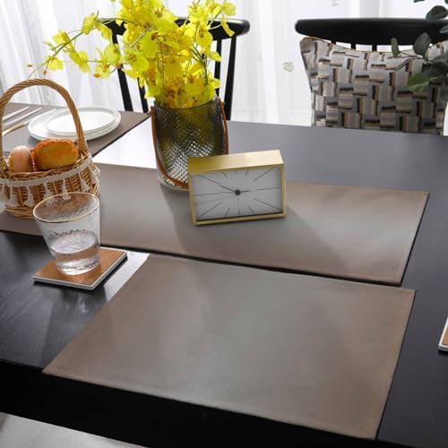 Ombre Brown Grey Placemats Set of 6 with 90 Inches Long Table Runners