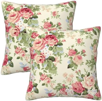 Vintage Cottagecore Roses Floral Throw Pillow Covers Set of 2