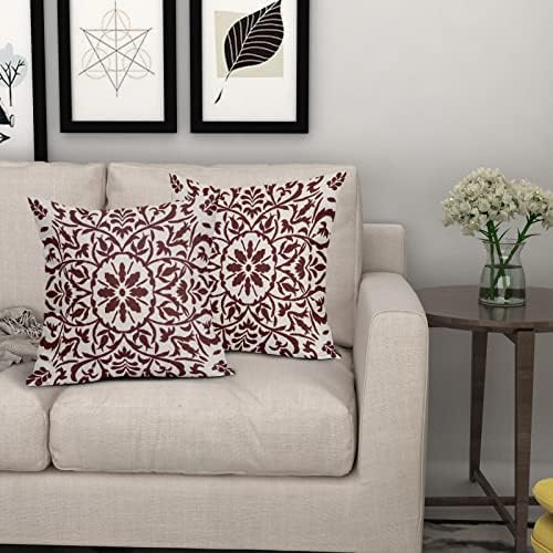 Burgundy Red Ethnic Boho Pillow Covers 18 X 18 Inch Bohemian Carpet