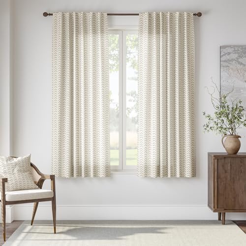 jinchan Black Boho Linen Curtains 63 Inch Farmhouse Back Tab 2 Panels