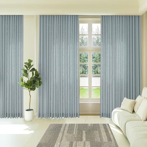 LETAU Pinch Pleated Linen Light Grey Curtains 108 inches Long, Light