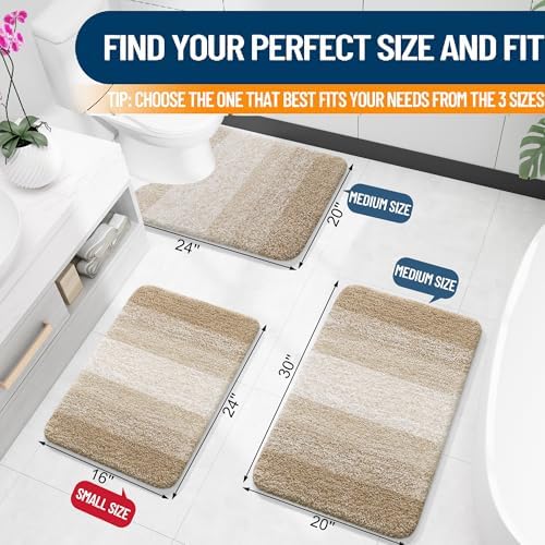 OLANLY Micorfiber Bathroom Rug Set 2 Piece, Soft Absorbent Bath Mats