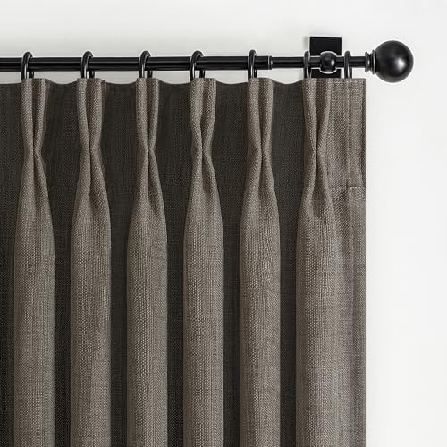 Blackout Dual Layer Linen Bedroom Curtains 84 Inches Long 2 Panels