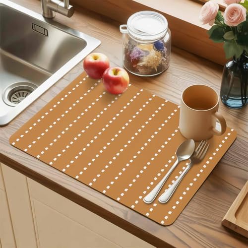 Fall Neutral Brown Faux Leather Placemats Set of 6, 12x18in