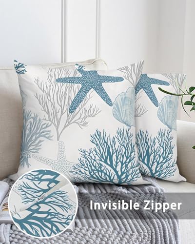 Outdoor Pillow Covers with Inserts,Starfish Coral Waterproof